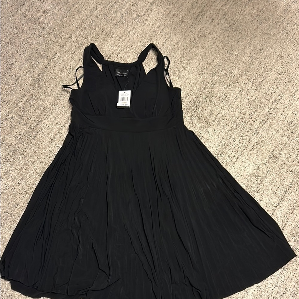 Max & Cleo pleated halter cocktail dress black size 12 NWT